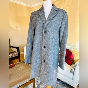 Topman Gray Wool-Blend Overcoat with Black Buttons Men’s Size Medium